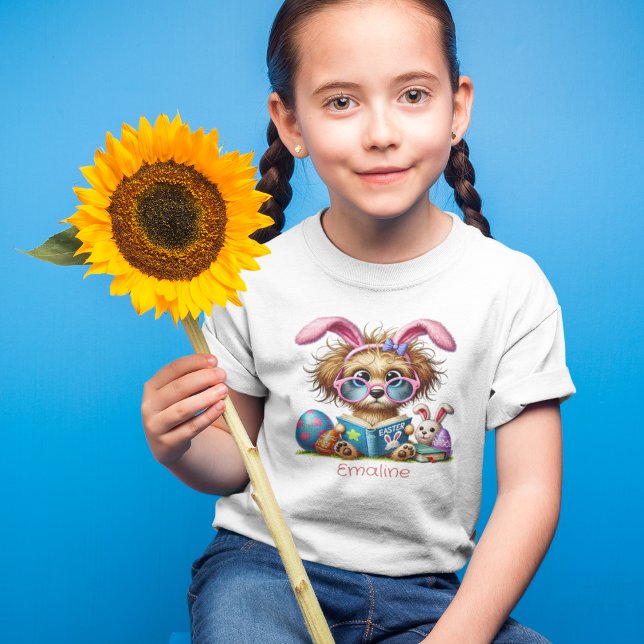Camiseta De Bebé Perro extravagante con orejas de conejo leyendo un (Subido por el creador)