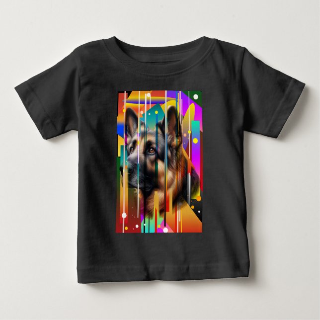 Camiseta De Bebé Perro geométrico moderno (Anverso)