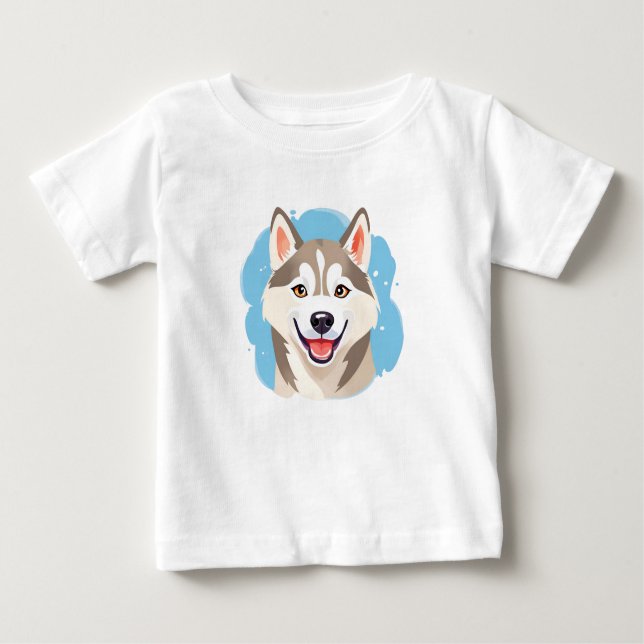 Camiseta De Bebé Perro hueso humilde hueso divertido de Siberia (Anverso)