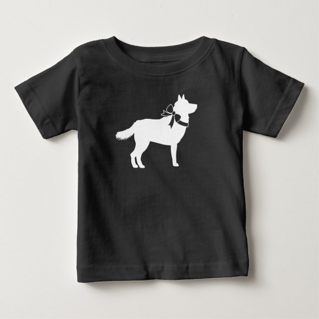 Camiseta De Bebé Perro Husky Siberiano Baby Shower Gris porcino (Anverso)