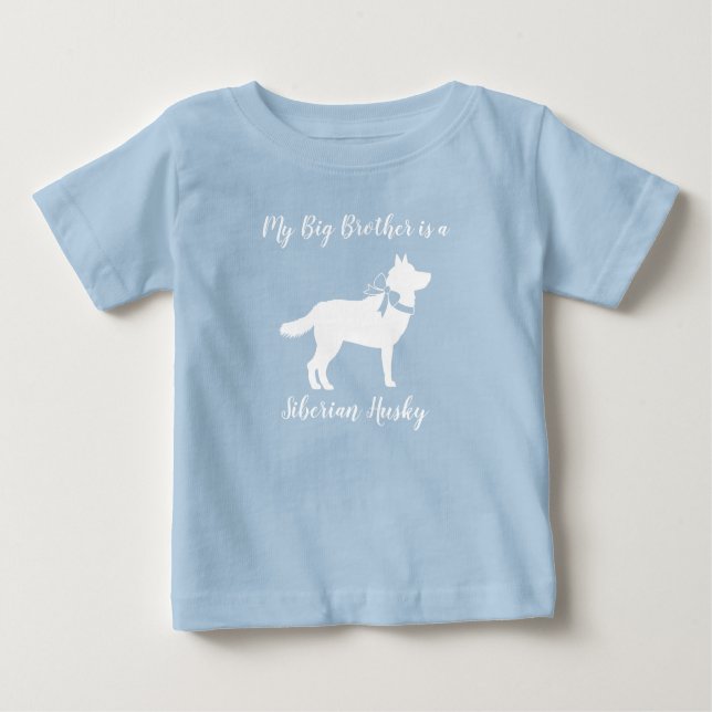 Camiseta De Bebé Perro Husky Siberiano Baby Shower Puppy Blue Boy (Anverso)