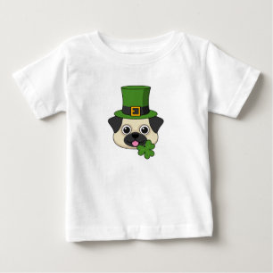 Camiseta De Bebé Perro lindo con Gorra verde y Shamrock St Patrick