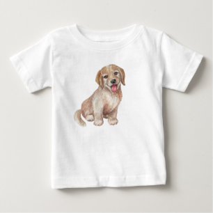Camiseta De Bebé Perro marrón pequeño animal sonriente