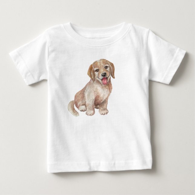 Camiseta De Bebé Perro marrón pequeño animal sonriente (Anverso)