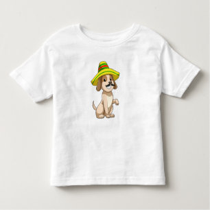 Camiseta De Bebé Perro mexicano con gorra de paja