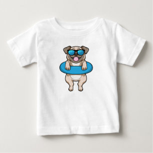 Camiseta De Bebé Perro nadando con flotador