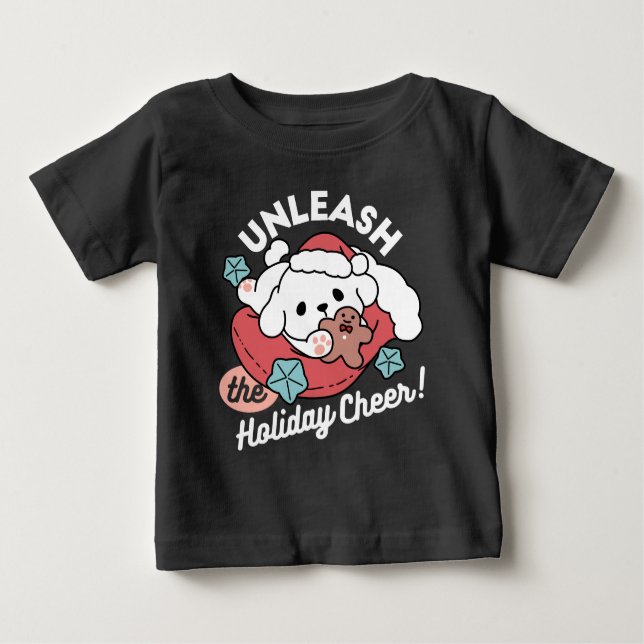 Camiseta De Bebé Perro navidad en Sombrero Santa - festividad para  (Anverso)