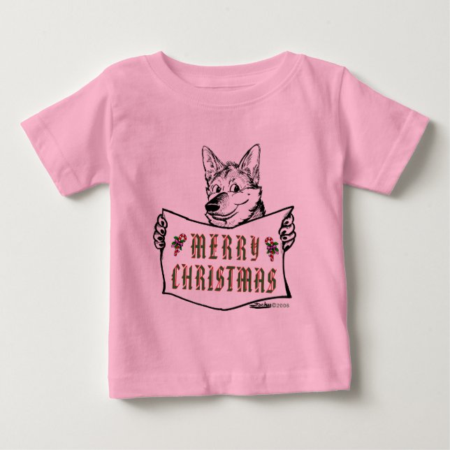 Camiseta De Bebé Perro navidad: ¡Feliz Navidad! (Anverso)
