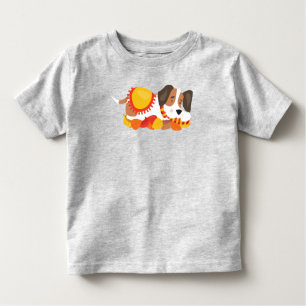 Camiseta De Bebé Perro otoñal, perro torpe, perro durmiente, hojas 