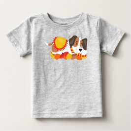 Camiseta De Bebé Perro otoñal, perro torpe, perro durmiente, hojas 