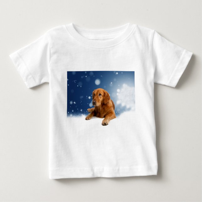 Camiseta De Bebé Perro recuperador de oro sentado en estrellas de n (Anverso)