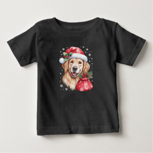 Camiseta De Bebé Perro Retriever Dorado Fiesta de Luces de Navidad