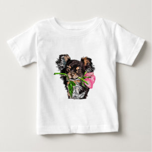 Camiseta De Bebé Perro romántico con camiseta bebé Rosa