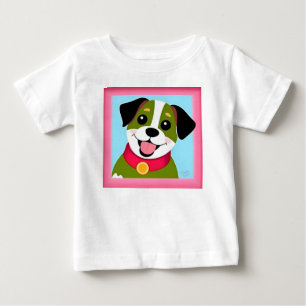 Camiseta De Bebé Perro sonriente ilustrado con collar