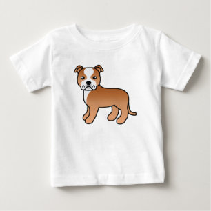 Camiseta De Bebé Perro Staffordshire Bull Terrier Rojo Y Blanco