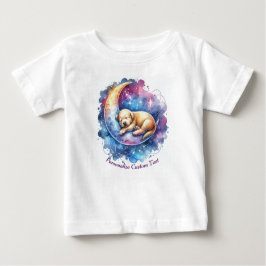 Camiseta De Bebé Perro tímido y tímido durmiendo en media luna