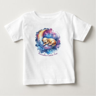 Camiseta De Bebé Perro tímido y tímido durmiendo en media luna