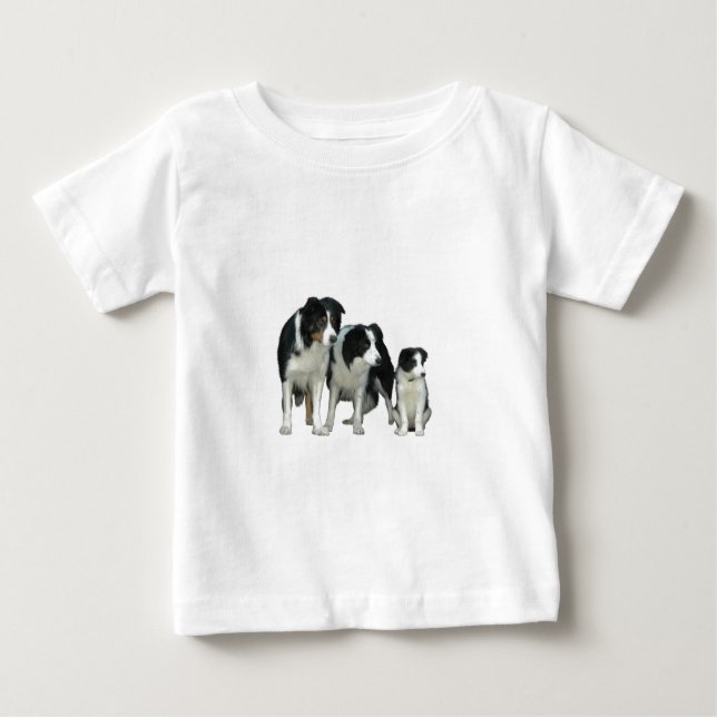Camiseta De Bebé Perros de color de borde (Anverso)