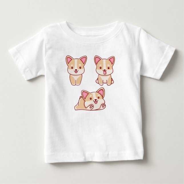 Camiseta De Bebé Perros de Cute Kawaii (Anverso)