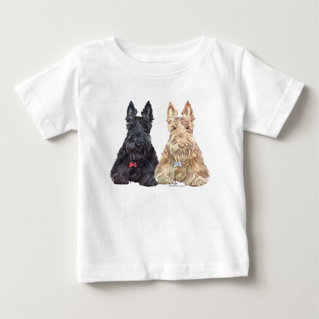 Camiseta De Bebé Perros de la Escocia Negra y Wheaten (Anverso)