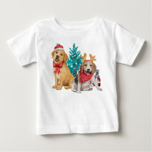 Camiseta De Bebé Perros guapos deseando Feliz Navidad
