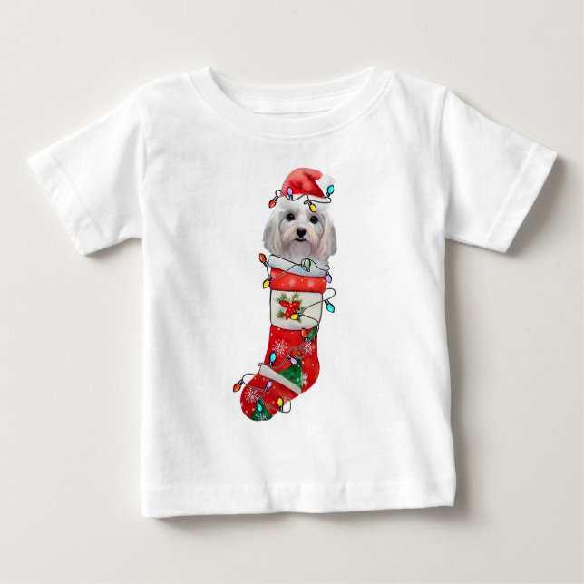 Camiseta De Bebé Perros malteses adorables, Navidades malteses navi (Anverso)