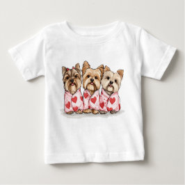 Camiseta De Bebé Perros Terrier de día de San Valentín Yorkshire