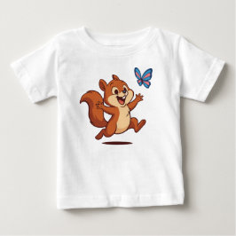 Camiseta De Bebé Persecución Alegre – Ardilla Feliz y Mariposa
