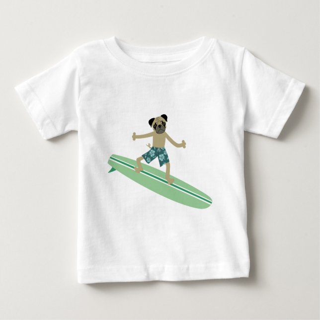 Camiseta De Bebé Persona que practica surf de Longboard del perro (Anverso)