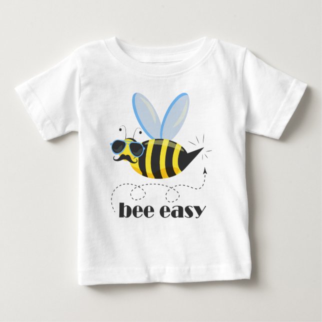 Camiseta De Bebé Personaje abeja con gafas de sol bigote Abeja Fáci (Anverso)