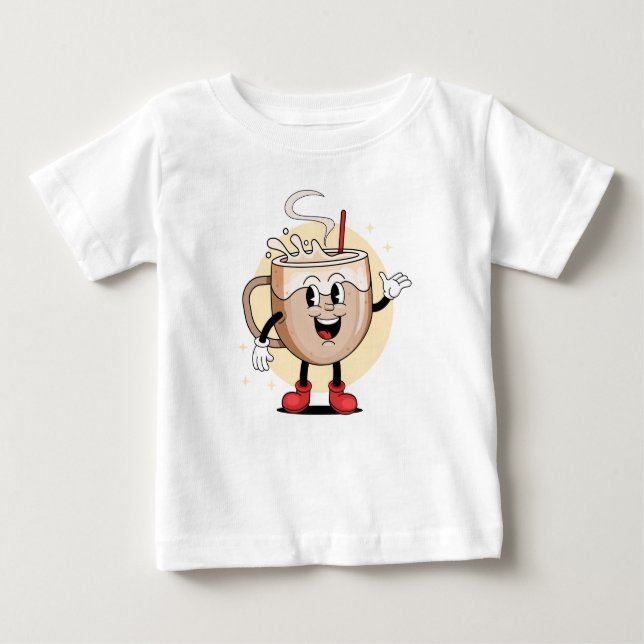 Camiseta De Bebé Personaje de café juguetón y adorable (Anverso)