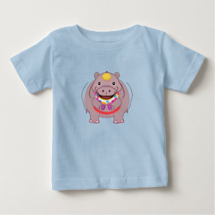 Camiseta De Bebé Personaje de Hippo Feliz con Decoraciones Festivas
