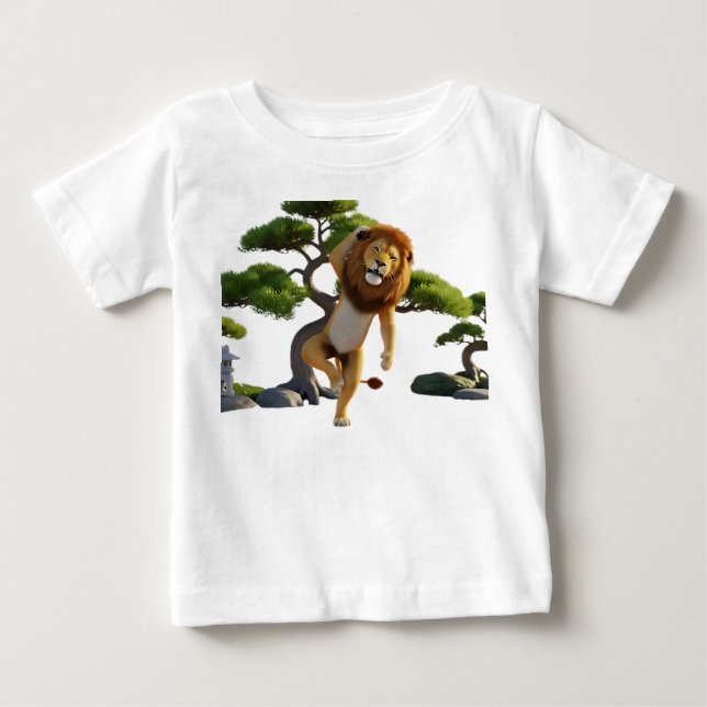 Camiseta De Bebé Personaje de león 3D divertido practicando Kung Fu (Anverso)