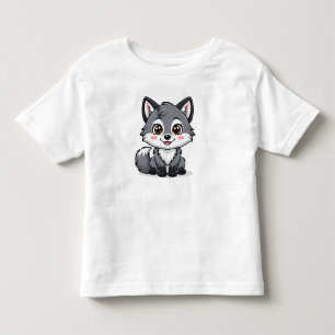 Camiseta De Bebé Personaje de lobo gris de dibujos animados adorabl