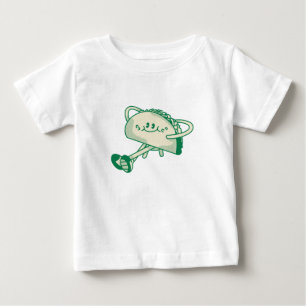 Camiseta De Bebé Personaje de mascota de taco verde lindo caminando