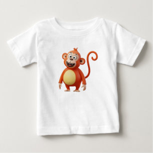 Camiseta De Bebé Personaje de mono de dibujos animados naranja 3D l