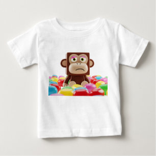 Camiseta De Bebé Personaje de mono triste cuadrado en 3D con gelati