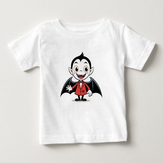 Camiseta De Bebé Personaje de vampiro Personalizado de Halloween en (Anverso)
