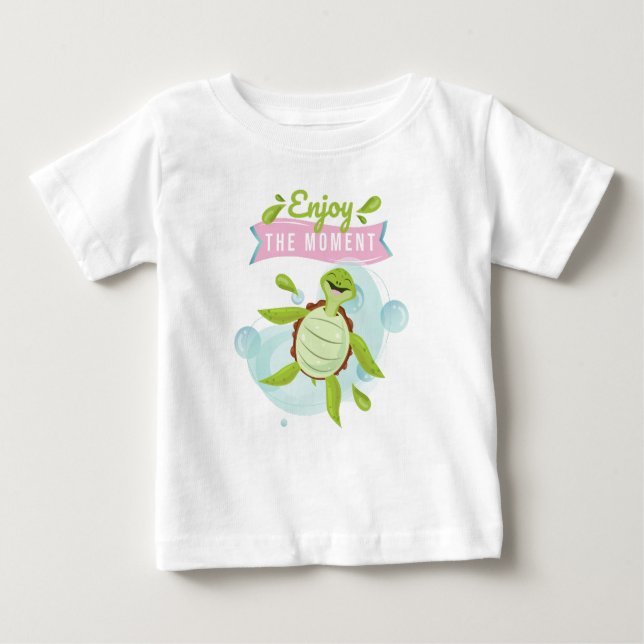 Camiseta De Bebé Personaje Tortuga Feliz Disfruta la Vida (Anverso)