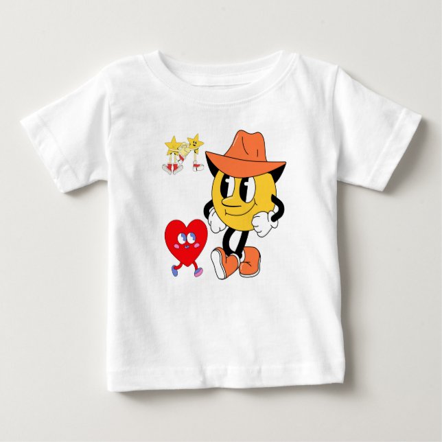 Camiseta De Bebé Personajes de dibujos animados retro: vaquero Smil (Anverso)