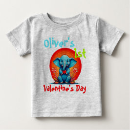 Camiseta De Bebé Personal Mi PRIMER DÍA DE SAN VALENTÍN Elefante Be
