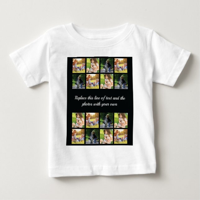 Camiseta De Bebé Personalice el collage de fotos y envíe mensajes d (Anverso)