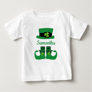 Camiseta De Bebé Personalice el negro verde leprechaun de St. Patri