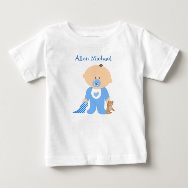Camiseta De Bebé Personalice este romero de niño bebé azul (Anverso)