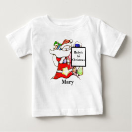 Camiseta De Bebé Personalice - Navidades de primera Santa del bebé