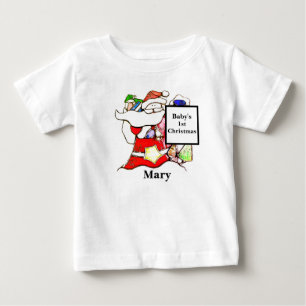 Camiseta De Bebé Personalice - Navidades de primera Santa del bebé