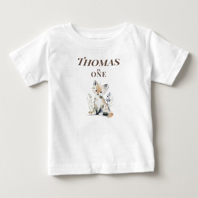 Camiseta De Bebé Personalised Fox 1st Birthday  (Anverso)
