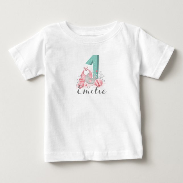 Camiseta De Bebé Personalisiertes Erster Geburtstag T-shirt (Anverso)