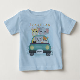 Camiseta De Bebé Personaliza Animales de Safari Adorables en un Via