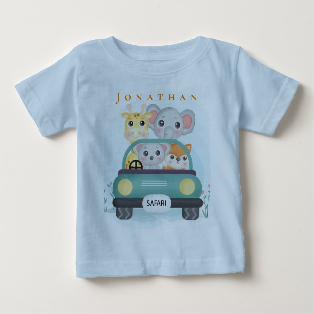 Camiseta De Bebé Personaliza Animales de Safari Divertidos en una C (Anverso)
